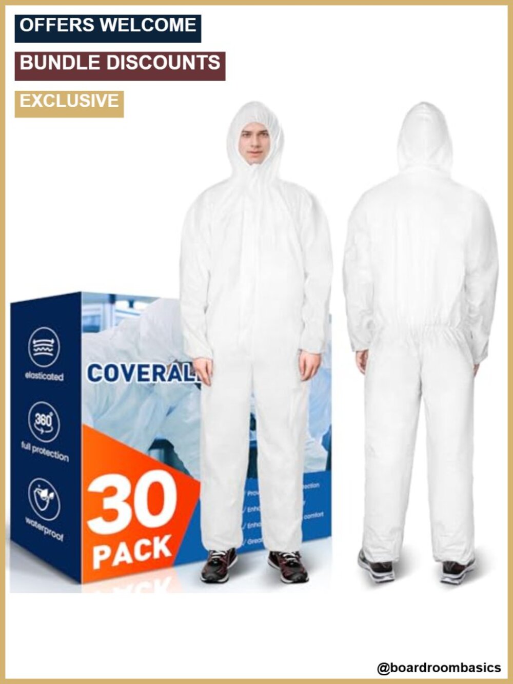 Disposable Protective Coveralls 30 Pack Polypropylene Multi-Layer Breathable